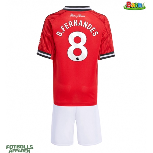 Manchester United Bruno Fernandes #8 Hemmaställ Barn 2025-26 Kortärmad (+ Korta byxor)